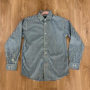 Tommy Hilfiger The Flex Boys Dress Shirt Size 12 Blue Yellow Gingham Easter